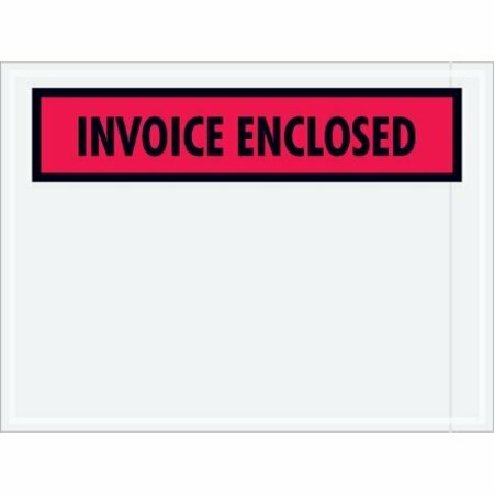 BSC PREFERRED 4-1/2 x 6'' Red Panel-Face ''Invoice Enclosed'' Envelopes, 1000PK S-2328